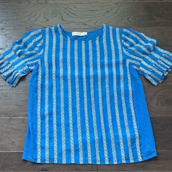 Tory Burch Short Sleeve Nautical Stripe Shirt. XS - Picture 2 of 6